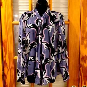 Diane von Furstenberg Sz 12 Sheer Silk pussybow Blouse